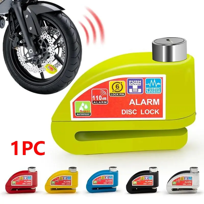 Motorcycle Bicycle Lock with Alarm, Disc Brake Lock, Round Disc Aluminum Alloy Anti-Theft Reminder, Security Protection Accessories for Bikes and Motorcycles, Motorcycle Locks Anti Theft, Secure Lock