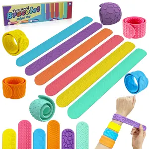 6pcs Stress Relief Toys, Silicone Texture Wristbands, Unisex, Durable, Sensory Stimulation, Party Gifts, Classroom Rewards, Office Accessories