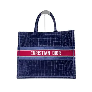 Pre-owned Dior hz9 Book Tote 2021 Autumn and Winter Series Large blue Embroidered Tote Bag z51339
