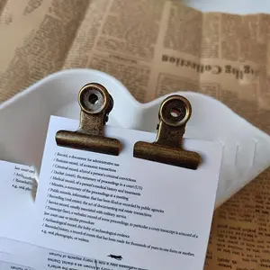 2pcs Vintage Metal Clips Long-tailed Iron Clips Book Clips Colorful Binding Clips Stationery Clips Ticket Clips Fastener Clip
