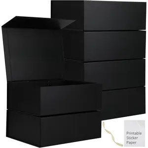 6 Pack Black  Boxes With ,12x8x4.5 Inch Bridesmaid Proposal Box And Printable Stickers,Proposal Boxes With Ribbon For Wedding, Packaging, Present, Birthday