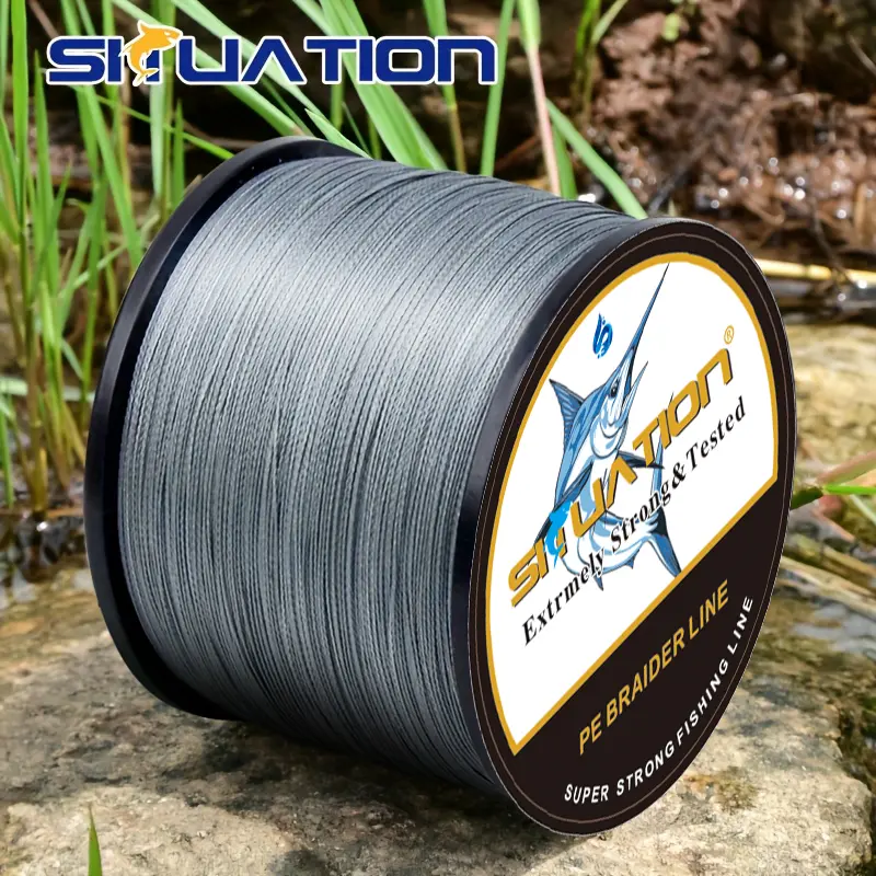 SIIUATIONA 100% PE Fishing Braided Line, 4-Strand Multi-Thread Durable Option, 12/25/40/60/80/100 LB, 300m/328yds-500m/546yds, Wear-Resistant, Smooth Long-Casting, Non-Stretch Black Variant, Durable Fishing Braided Line