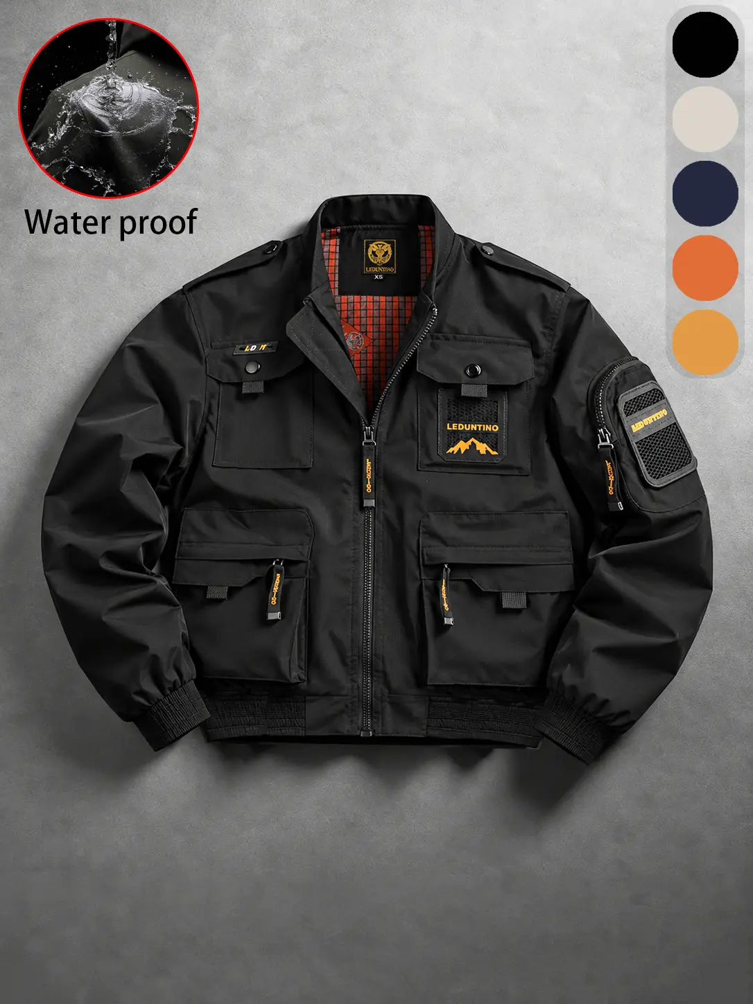 Men's Rugged Work Gear Jacket, Baseball Collar Multi Pocket Utility Cargo Coat, Full Zip Up Workwear Jacket, Daily Tactical Style Outerwear for Outdoor Activities, Streetwear, Travel and Everyday Wear