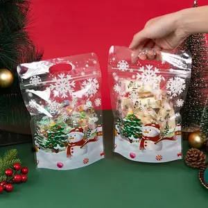 LBSISI Life 50Pcs Christmas Handle Bag for Candy Chocolate Cookie Nougat Biscuit Packing Gift Santa Zipper Bags