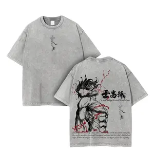 Eren Yeager AOT Attack On Titan Oversized Graphic Tee Heavyweight Acid Wash Cotton T Shirt Y2K Streetwear Survey Corps Gym Pump Cover Japanese Anime Manga Dark Aesthetic Grunge Tatakae Freedom Outfits Merch Perfect Fan Gift Unisex Vintage