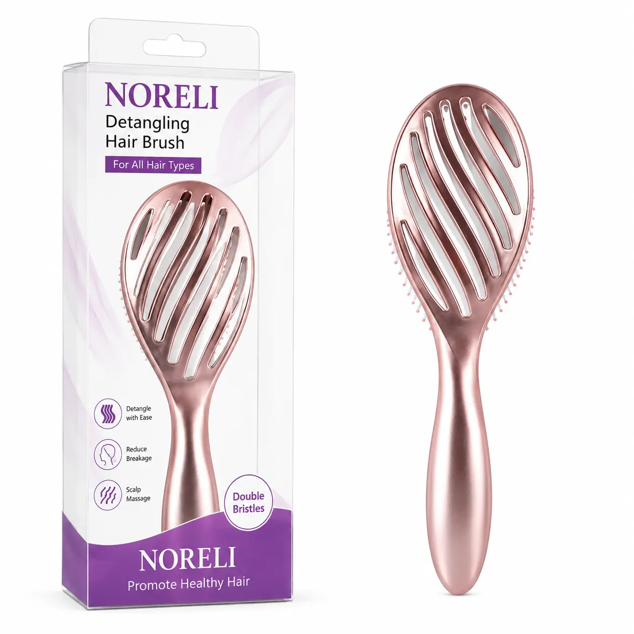 2026 Must-Have-NORELI Detangling Brush High-Quality Scalp Comb for Women Girls Men & Boys Use in Wet and Dry Hair Dual-Level Teeth for Effortless Detangling Long Lasting