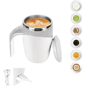 Automatic Magnetic Stirring Coffee Cup - Stainless Steel Cup with Lid, Suitable for Coffee, Milk, Milk Tea & Office Use Drinkware Tumbler Mug Reusable White Ceramic Beverage Sturdy