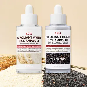 KOEC Rice Peel Shot Glow Exfoliant Ampoule Duo,White & Black Rice Exfoliator Peel Shot Serum 2pcs,Skin Peeling for Body,Blackheads Remover for Face & Face Pore Minimizing & Gentle Shot