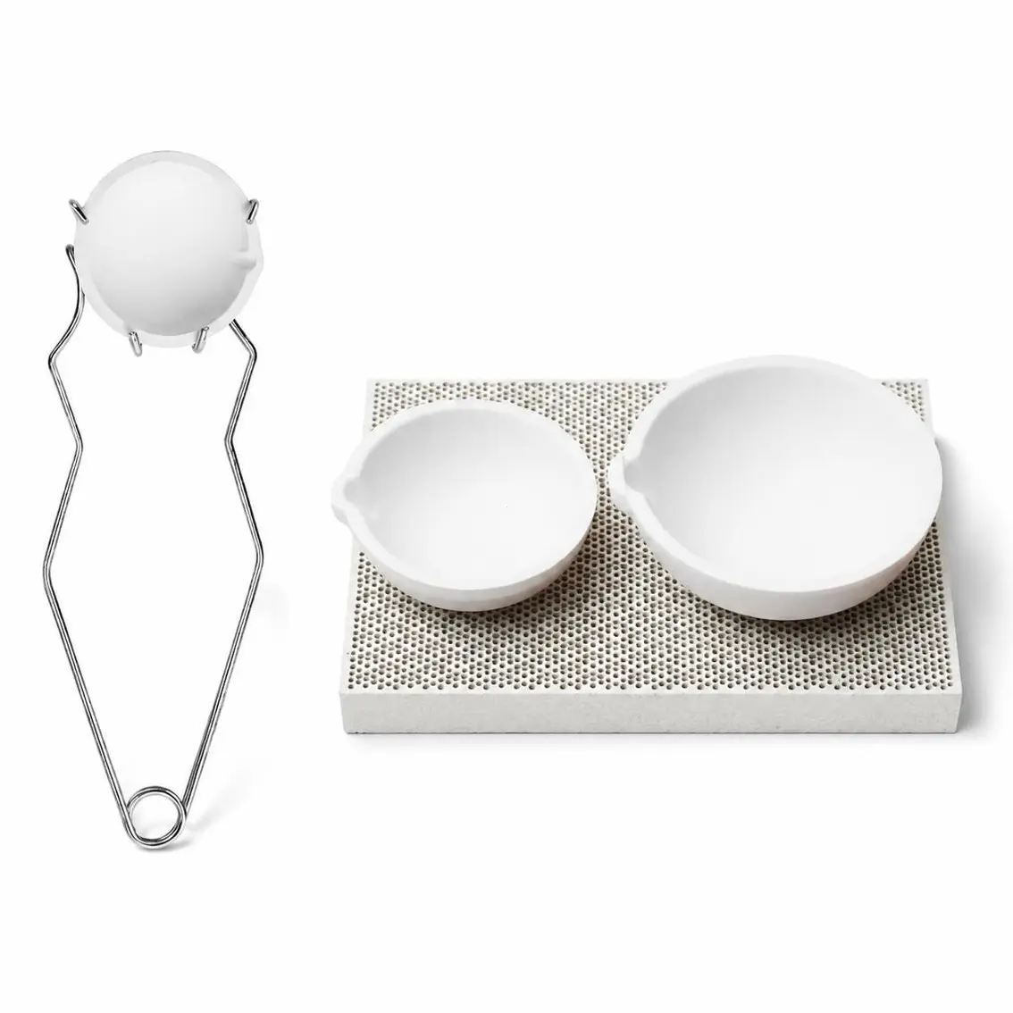 Jewelry Metal Melting Kit, Ceramic Crucible Bowls with Crucible Tongs & Honeycomb Soldering Board for Gold, Silver, Jewelry Repair and Casting Prep