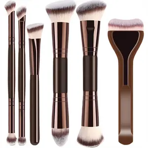 6-Piece Dual-Ended Makeup Brush Set, Double Sided Brushes, Two-In-One Multifunctional Foundation Contour Eyeshadow Blush Brushes, Premium Synthetic Hair Beauty Tools, Cosmetic Brush Set