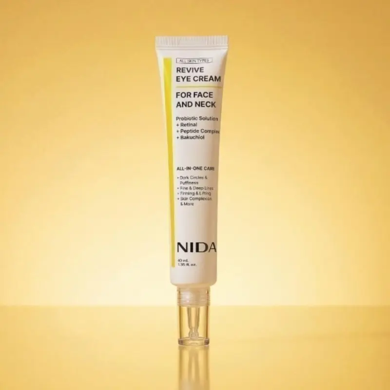 NIDA Revive Face & Neck Anti-Aging Eye Cream, Probiotics Lysate Retinal Peptide Bakuchiol Serum Cream, Smooth Fine Lines & Wrinkles, Firm Skin, Improve Skin Radiance, 40ml / 1.35 fl oz