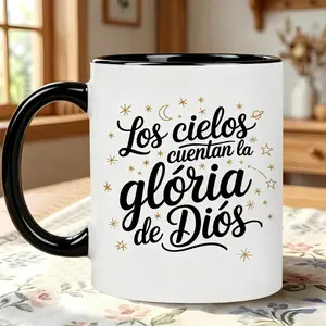 Spanish Christian Mug "Los Cielos Cuentan La Gloria De Dios" (Glory of God) - Starry Religious Design with Spanish Verse
