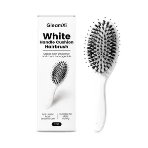 Boar Bristle & Nylon Mixed Hair Brush, Anti-Slip Ergonomic Handle, Scalp Massage, Anti-Static Detangling, for All Hair Types, Home Salon Travel, Smoothing Hair Brush