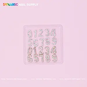 20 pcs Gold and Silver 3D Number Charm with Rhinestone (0 to 9)