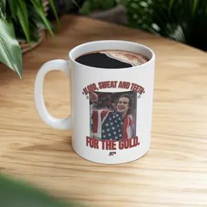 Jack Hughes Bloody, Blood Sweat and Teeth for the Gold USA Hockey Coffee Mug Golden Goal, Gift For Fan - hck10005Drinkware Ceramic