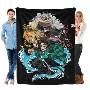 Demon Slayer Kimetsu no Yaiba Infinity Castle Blanket 3D Geometric Pattern Reversible Fleece for Puzzle Lovers Anime Fans Thanksgiving Birthday Christmas Gift