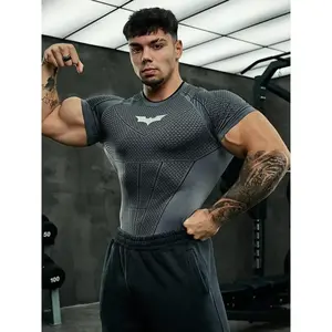 Bat Style New Men's Compression T-Shirt, Fitted, Suitable for Fitness, Running, Training, Quick-Drying Short Sleeve