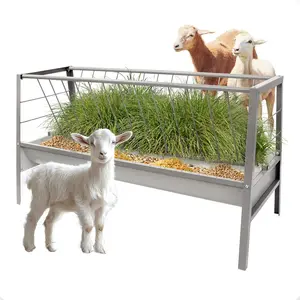 Pasture Hay Feeder 2 in 1 55 Gallon Livestock Feed Trough with 22 Gallon Feed Pan Hay Grain Livestock Feeder for Sheep, Calf, Cow and Horse