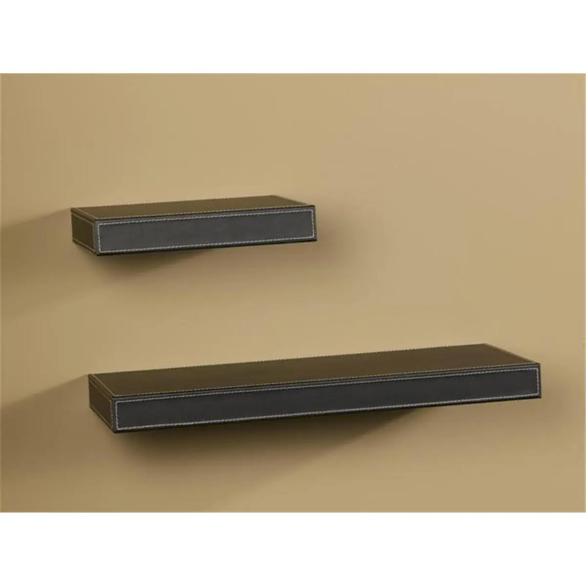 Amore Designs LTHR36CH Contemporary 1-Layer Leather Wall Shelf, Chocolate, 10x36in - Bracket Mount Wall Mounting Shelves with Clean Lines, Hidden Brackets, Contrast Stitching for Home Decor