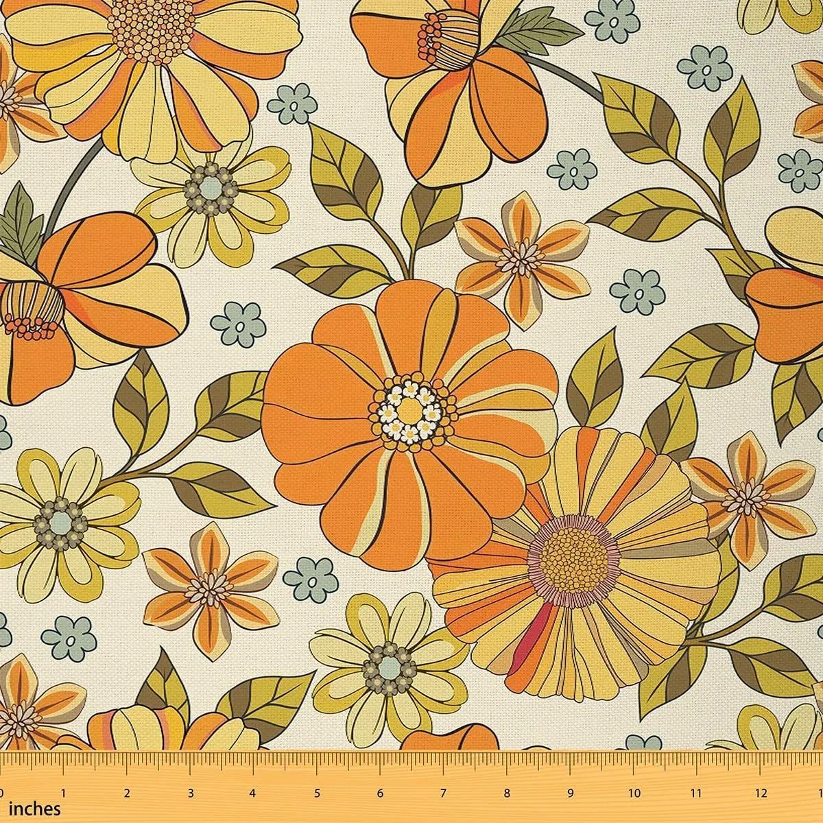 Yellow Flowers Daisy Fabric Chairs DIY,Rustic Farmhouse Style Outdoor Fabric,Floral Plant Decorative Fabric Soft Flannel Polyester No Stretch DIY Projects