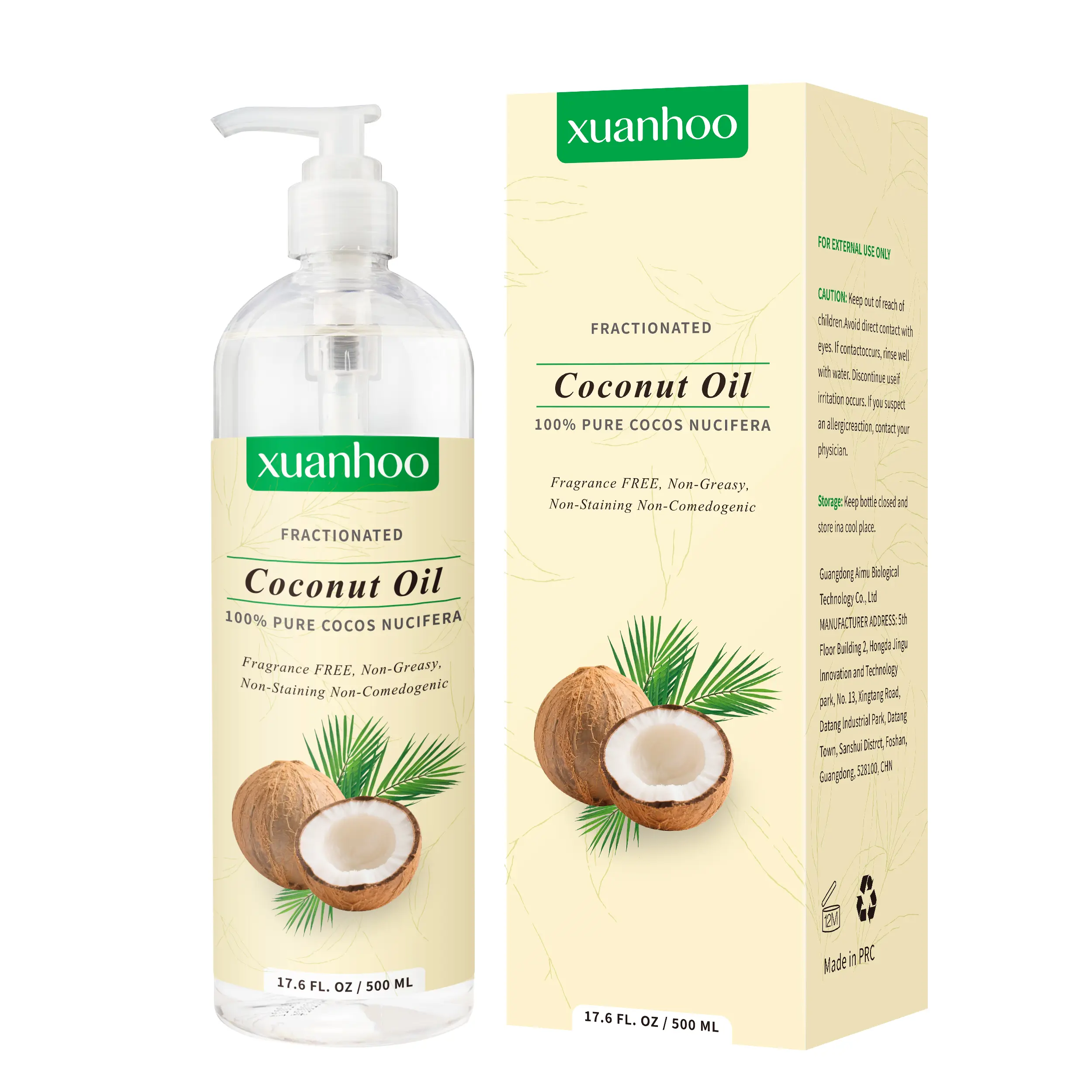 Fractionated coconut oil 500ml – 100% pure natural coconut oil for hair, skin & nails, liquid massage coconut oil, fast absorbing & non-greasy