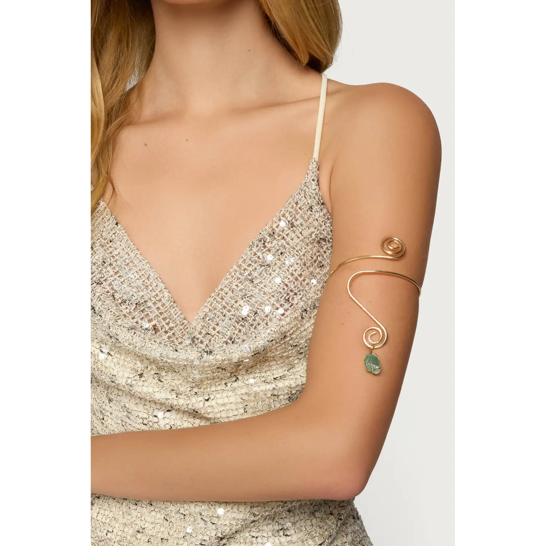 Swirly Gemstone Wrapped Arm Cuff