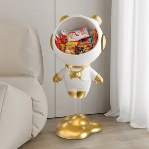 Homary Astronaut Resin Figurine Gold Floating Side Table with Storage