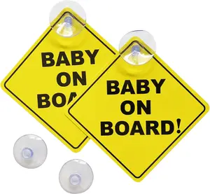 Baby on Board Sticker for Cars 2PCS , Baby On Board Warning Signs with Suction Cups , Durable and Strong Without Residue