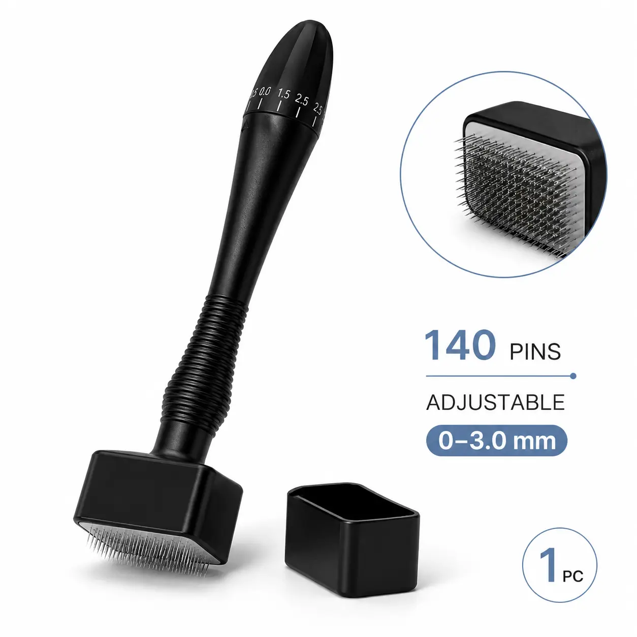 Adjustable Derma Stamp Microneedling Tool for Face & Scalp, Precision Stainless Steel Needle Head, Reusable Skincare Beauty Tool for Serum Application, Targeted At-Home Self Care Routine