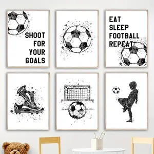 Football Themed Unframed Painting, 1 Set Football Pattern Canvas Wall Art Poster, Wall Art Decor for Home Living Room Bedroom, Ornaments, Unframed Art Print