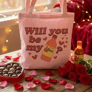 Will You Be My Valentina Tote Bag | Funny Hot Sauce Valentine Gift | Spicy Latina Love Bag | Mexican Foodie Gift | Galentine's Day