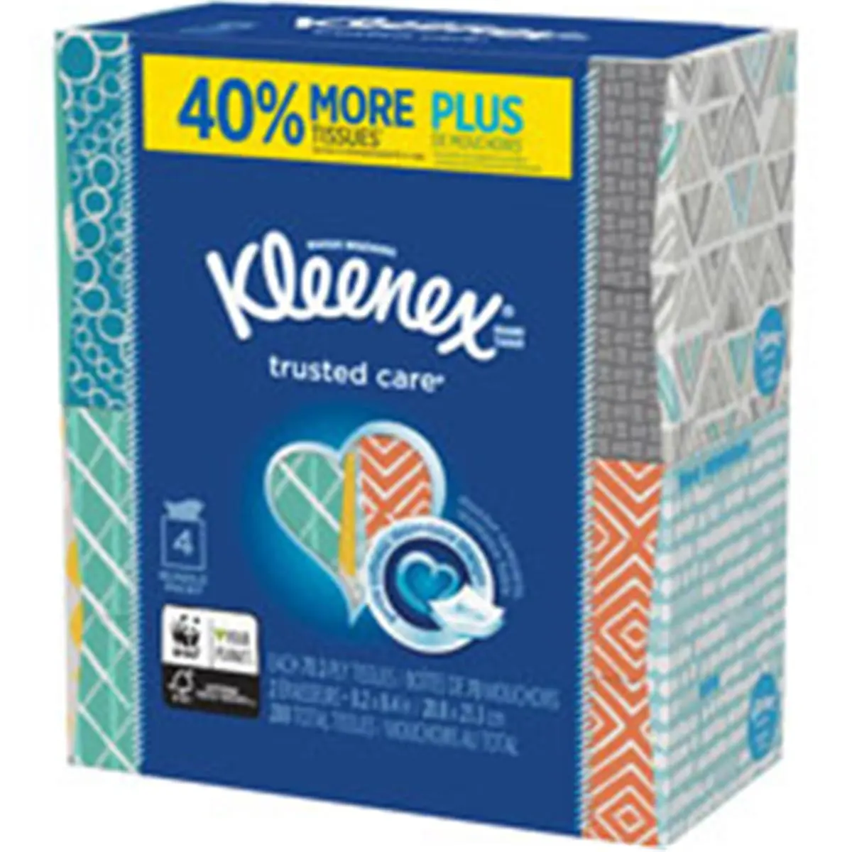 Kimberly Clark Professional KCC50184CT Kleenex Trusted Care Absorbent 2-Ply White Cube Facial Tissues (Toilet Paper & Wipes), 70 Sheets, Home Care Supplies for Back to School, Cold & Flu, Allergy Seasons