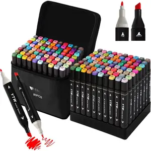 Markers, 80 Colors Dual Tip Art markers, Drawing Markers, Coloring Marker for Adults Coloring Drawing, Chisel & Fine