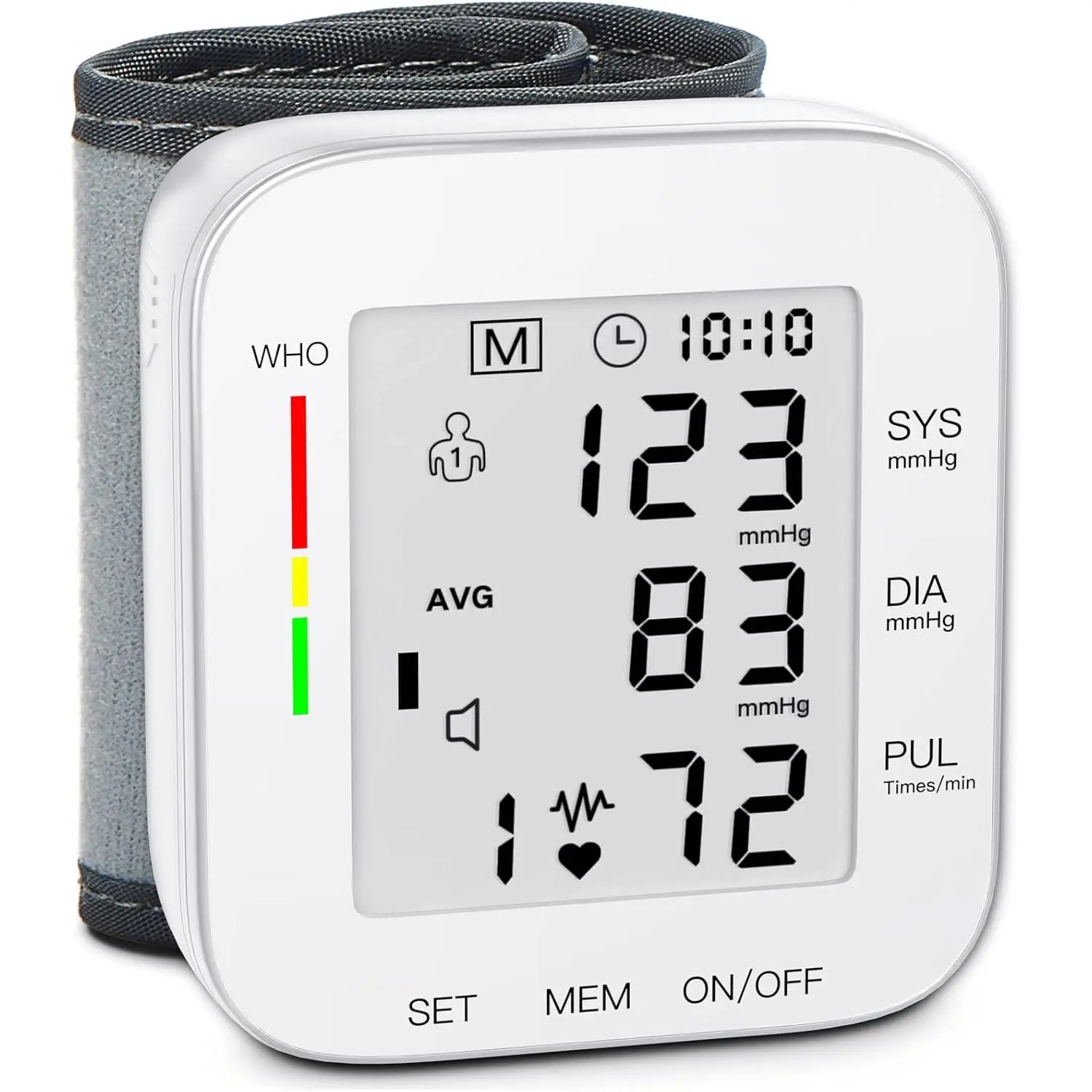 Automatic Wrist Blood Pressure Health Monitor (W1681) - Large LCD Display BP Machine, 5.31-7.68 in Adjustable Cuff, Automatic 99x2 Sets Memory, Carrying Case for Home Use