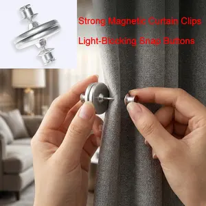 Strong Magnetic Curtain Clips Light Blocking Snap Buttons No Sew No Tools Removable Metal Fasteners for Curtains