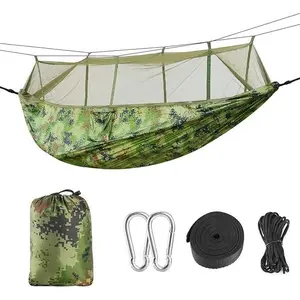 Portable 600lbs Load Swing Hammock for 2 Persons, Outdoor Glamping Camping Hammock with Mosquito Net, Hanging Bed, Glamping Camping Accessorie-1847s