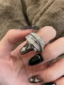 Women's Interlocking Stackable Rings, Multi-Row Mixed Metal Design, Cubic Zirconia Two-Tone Jewelry, Fashion Accessory