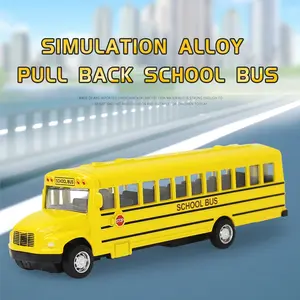 Realistic Alloy Plastic Pull Back School Bus Model Car, No Battery Inertia Forward, Kids Toy Car Boy Gift, Christmas/birthday/holiday Present