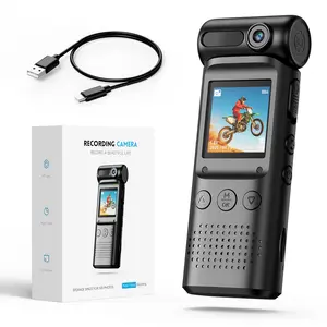 Action Camera with 180° Rotating Lens, Supports up to 512G TF card，1080P FHD Video Camcorder, Handheld Camera for Outdoor Sports, 1000mAh Long Battery