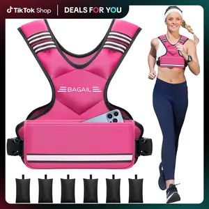 【JumpstartSale】BAGAIL Adjustable Weighted Vest 4-10lb 12-18lb 20-32lb Rucking Vest for Women & Men with 6 Weights & Large Pocket Ideal for Home Workouts Running Walking Strength Training Muscle Exercise Equipment