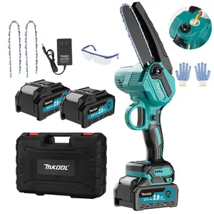 MKODL 6-Inch Cordless Electric Mini Chainsaw with 3000mAh Batteries, 2 Chains, Safety Lock, Lightweight One-Handed Handheld Saw for DIY & Outdoor Use Portable Power Tool Heavy Duty Cutting Blade