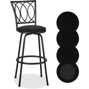 4PCS Stretch Round Bar Stool Seat Covers for 13-16 Inch Stool Chair Black