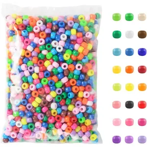 1200 Pcs Pony Beads Plastic Beads for Bracelet Making, Multi-Colored Beads for Hair Braiding, DIY Crafts, Kandi Jewelry, Key Chains and Ornaments Decorations 24 Assorted Colors