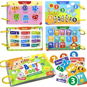 Interactive Activity Book for Toddlers, Durable Hardboard Early Learning, Prechool Teaching Aid, Preschool Alphabet Tool, Covers Letters Numbers Weather Time Seasons Shapes