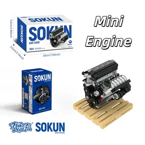 SOKUN M3 S50 Engine Building Blocks Set, M3 S50 Naturally Aspirated Inline-Six Engine Model Kit, MOC Mechanical Engine Building Toy for Adults & Car Enthusiasts, Collectible Desk Decoration & Ideal Gift