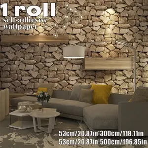 0.4mm Thick Retro Industrial Stone Texture Self-Adhesive Wallpaper Roll, Easy Install and Cut, Ideal for Living Room, Bedroom, Coffee Shop, Bar Decor