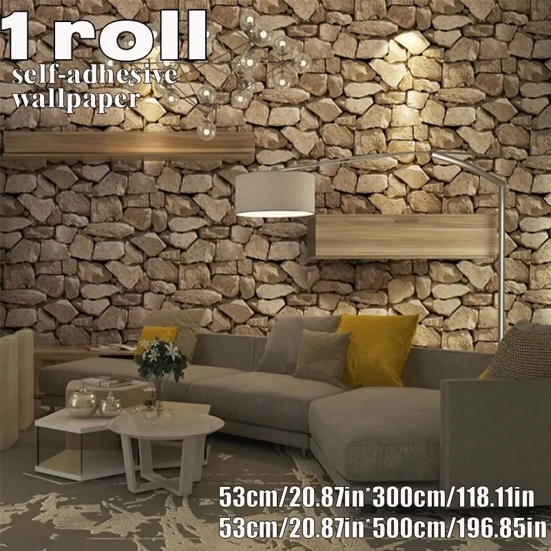 0.4mm Thick Retro Industrial Stone Texture Self-Adhesive Wallpaper Roll, Easy Install and Cut, Ideal for Living Room, Bedroom, Coffee Shop, Bar Decor