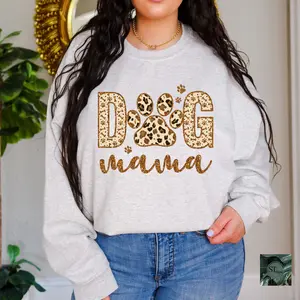 Sparkle gold Dog Mama Sweatshirt or Longsleeve or Tshirt Cotton Crewneck Sweaters cute shirts Womenswear Clothes