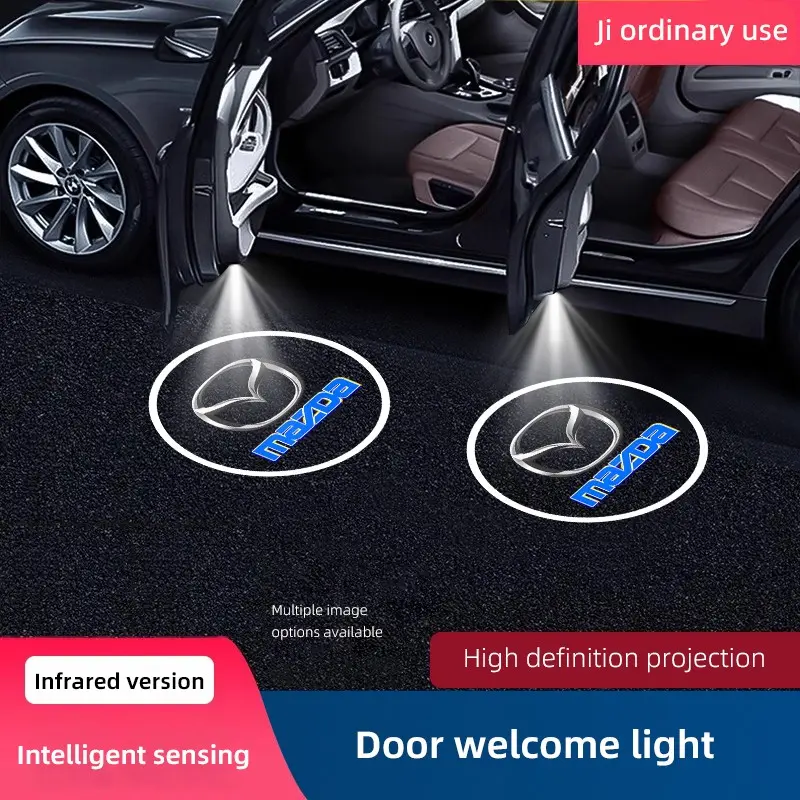 2pcs HD Led Welcome Light Car Door Projector Lamps Car Decorative Light For Mazda 3 6 2 5 CX5 CX3 Atenza MX5 CX7 Axela CX30 CX90 CX60 CX50 MX30 CX9 RX8 CX8 Car Door Lights