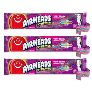 Airheads Xtremes Belts Sweetly Sour Candy, Very Berry, Non-Melting, Bulk Party Bag, 2 oz (Pack of 3)